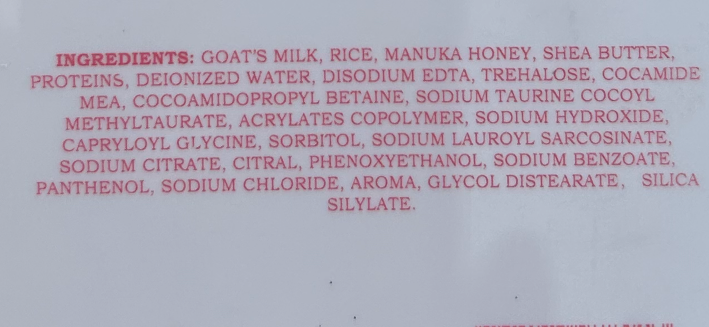 Cleopatra's Dream-Concentrated Body Wash with Goat Milk, Rice, and Manuka Honey