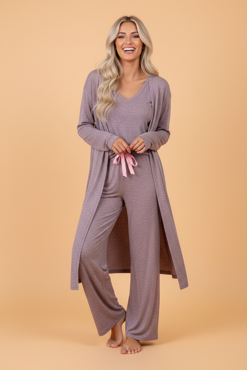 Duster Cardigan T-Shirt & Pants Lounge Set