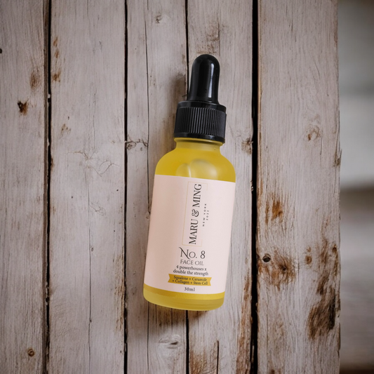 No. 8 Face Oil with Squalene, Ceramide, Collagen, Stem Cell Plus Moringa 1 oz.
