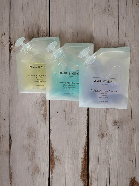 Tres Amigos Face Serums  Travel-Size (Collagen, Vitamin C, and Hyaluronic Acid) 1 oz. total weight